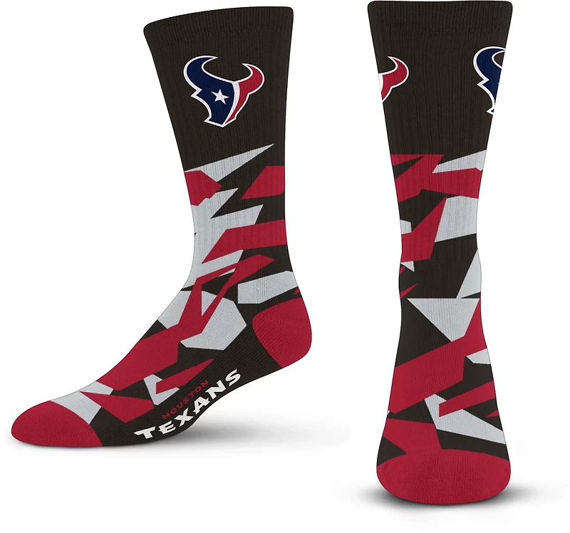 For Bare Feet Houston Texans Shattered Camo Crew Socks