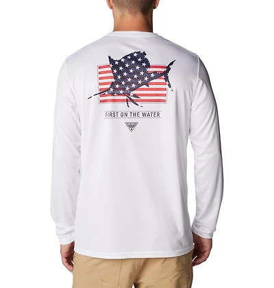 Columbia Sportswear Men's Terminal Tackle PFG Fins and Stripes Long Sleeve T-Shirt