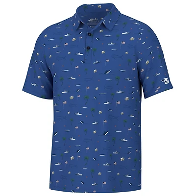 Huk Men's Pursuit Beach Freedom Print Polo