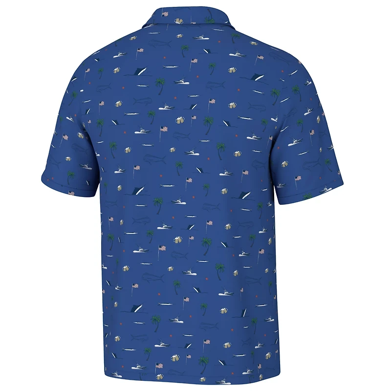 Huk Men's Pursuit Beach Freedom Print Polo