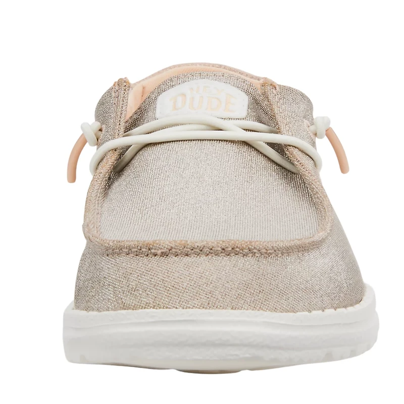 HEYDUDE Women's Wendy Metallic Sparkles Rose Slip-On Shoes