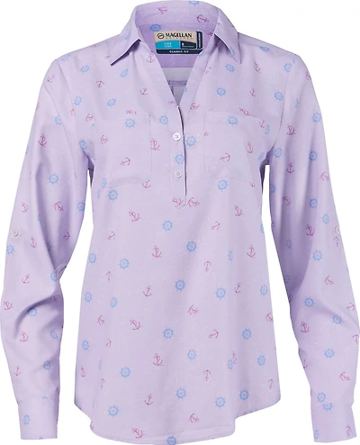 Magellan Outdoors Women's Aransas Pass Long Sleeve Henley Stripe Shirt