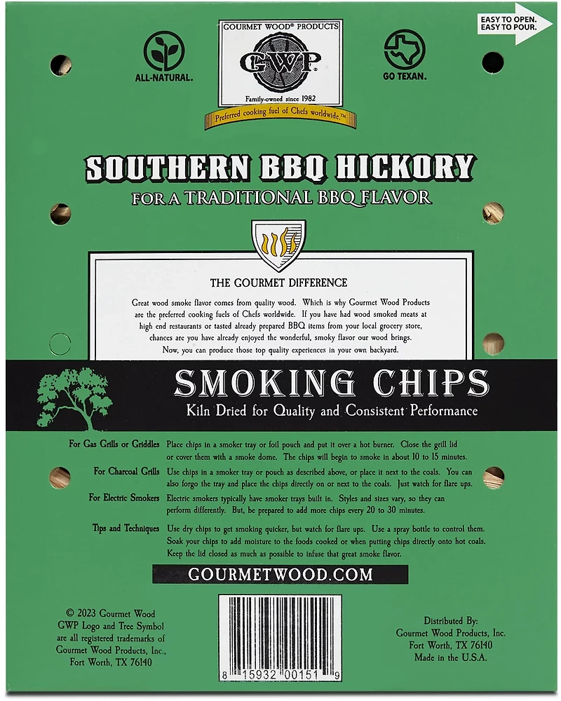 Gourmet Wood Southern BBQ Hickory 180 cu in Wood Chips