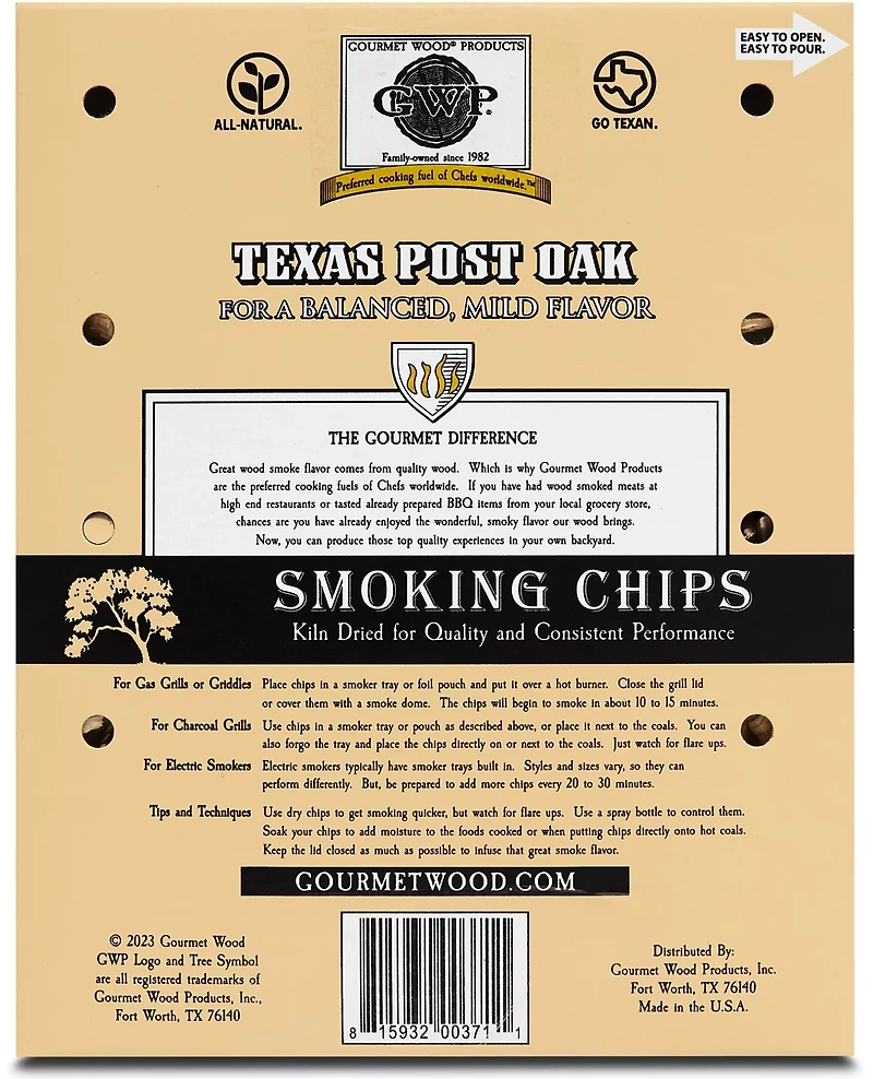 Gourmet Wood Texas Post Oak 180 cu in Wood Chips
