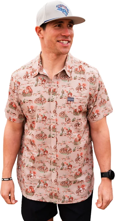 BURLEBO Men's Performance Button-Up Short Sleeve Shirt