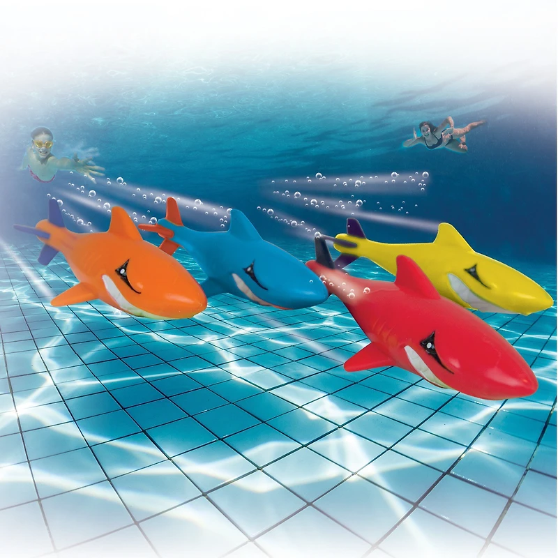Prime Time Toys Underwater Sharkpedo Glider Dive Pool Toys 4-Pack
