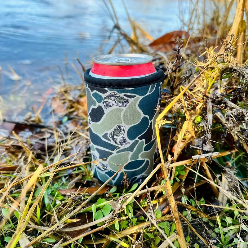 Lit Handlers Fish Camo 12 oz Stubby Can Cooler Sleeve
