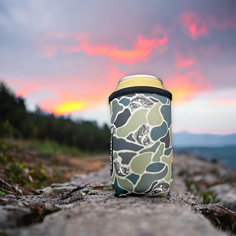 Lit Handlers Fish Camo 12 oz Stubby Can Cooler Sleeve