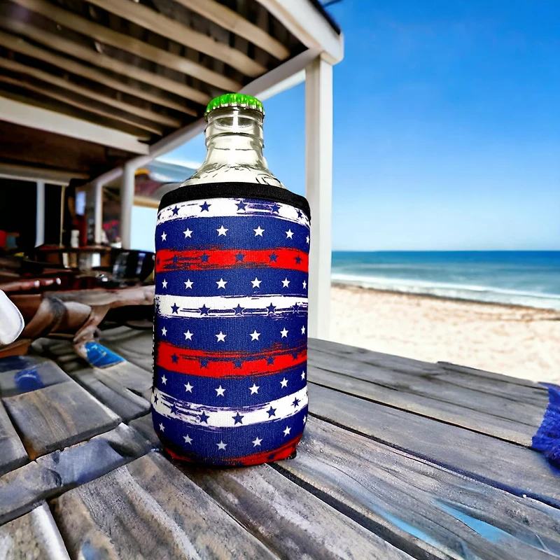Lit Handlers Americana 12 oz Stubby Can Cooler Sleeve