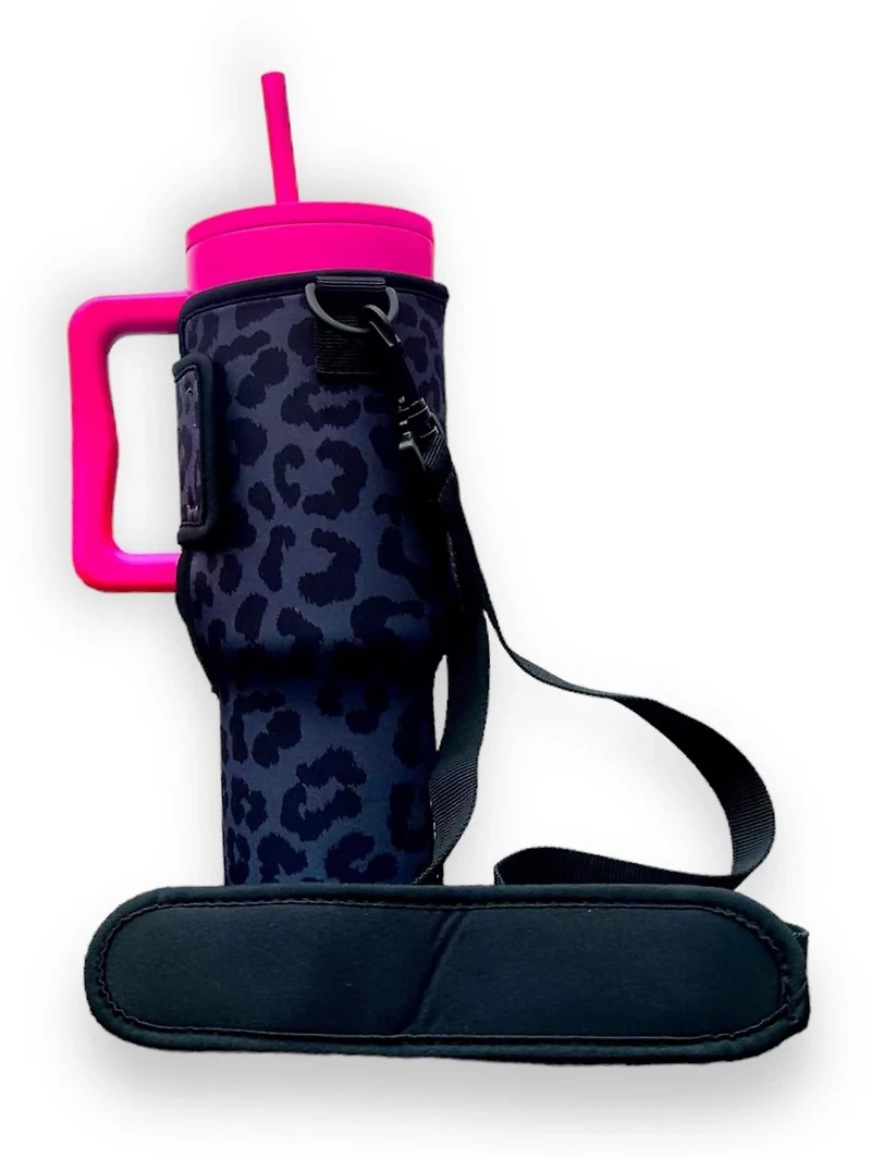 Lit Handlers Leopard 40 oz Handled Tumbler Carrying Sleeve