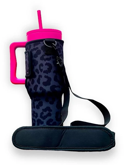 Lit Handlers Leopard 40 oz Handled Tumbler Carrying Sleeve
