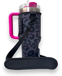 Lit Handlers Leopard 40 oz Handled Tumbler Carrying Sleeve