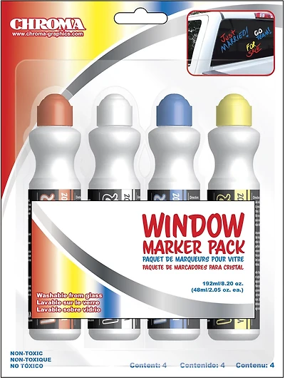 Chroma Graphics Inc Multicolor Window Markers 4-Pack