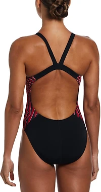 Nike Women's HydraStrong Drippy Check Fastback One Piece Swimsuit