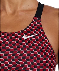 Nike Women's HydraStrong Drippy Check Fastback One Piece Swimsuit