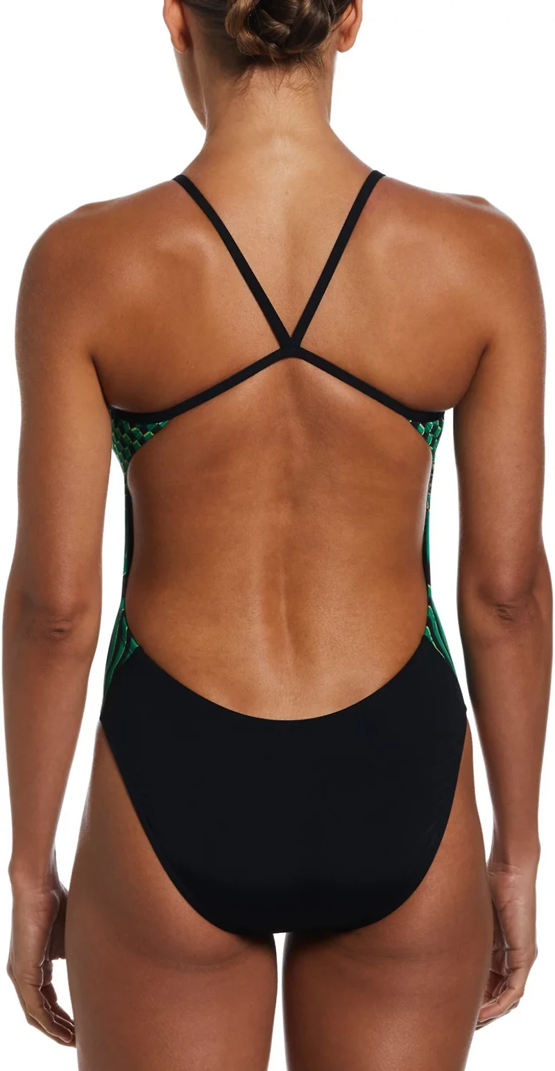 Nike Women's HydraStrong Drippy Check Cutout One Piece Swimsuit