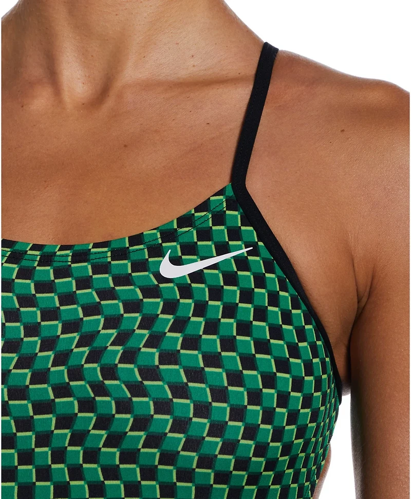 Nike Women's HydraStrong Drippy Check Cutout One Piece Swimsuit
