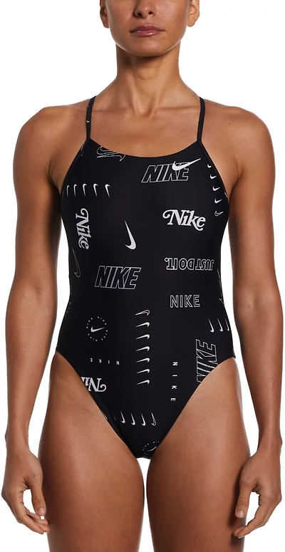 Nike Women's HydraStrong Multi Print Cutout One Piece Swimsuit