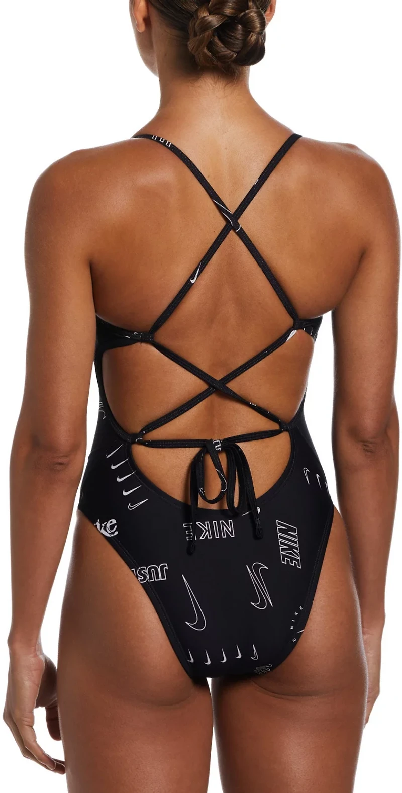 Nike Women's HydraStrong Multi Print Lace-Up Tie Back One Piece Swimsuit
