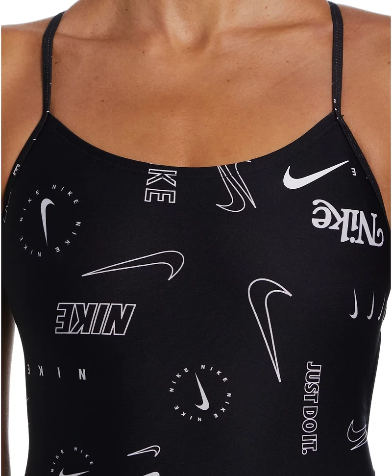 Nike Women's HydraStrong Multi Print Lace-Up Tie Back One Piece Swimsuit
