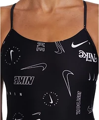 Nike Women's HydraStrong Multi Print Lace-Up Tie Back One Piece Swimsuit