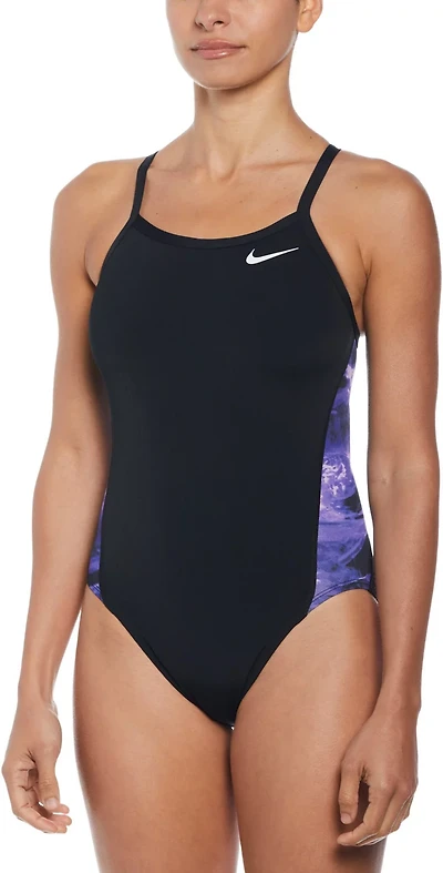 Nike Women's HydraStrong Multi Print Racerback Splice One Piece Swimsuit
