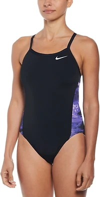 Nike Women's HydraStrong Multi Print Racerback Splice One Piece Swimsuit