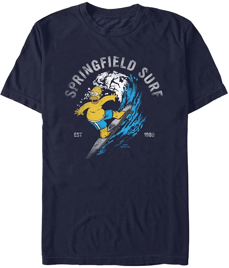 Mad Engine The Simpsons Men's Springfield Surf Short Sleeve T-shirt