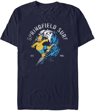 Mad Engine The Simpsons Men's Springfield Surf Short Sleeve T-shirt
