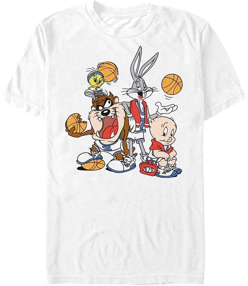 Mad Engine Looney Tunes Men's Basketball Lineup Front Short Sleeve T-shirt