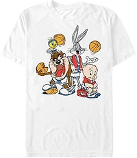 Mad Engine Looney Tunes Men's Basketball Lineup Front Short Sleeve T-shirt