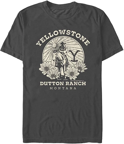 Mad Engine Yellowstone Men's Floral Dutton Ranch Short Sleeve T-shirt