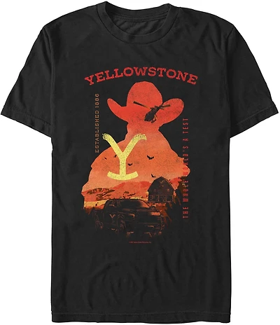 Mad Engine Yellowstone Men's Sunset Yellowstone Short Sleeve T-shirt