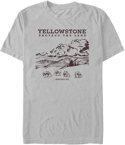 Mad Engine Yellowstone Men's Stone Landscape Short Sleeve T-shirt