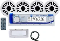 Dual Marine Digital Media Bluetooth Receiver with Four 6.5 in Speakers and Splashguard