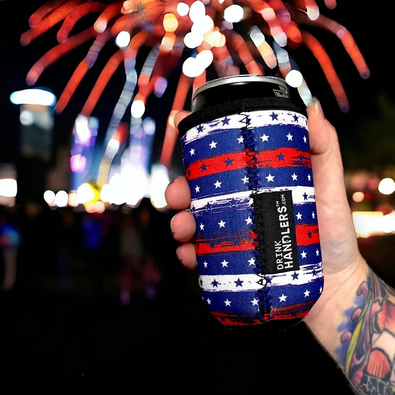 Lit Handlers Americana 12 oz Stubby Can Cooler Sleeve