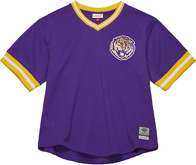 Mitchell & Ness Men's LSU Fashion Mesh V-neck Vintage Logo Jersey