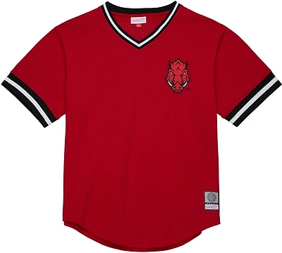Mitchell & Ness Men's Arkansas Fashion Mesh V-neck Vintage Logo Jersey