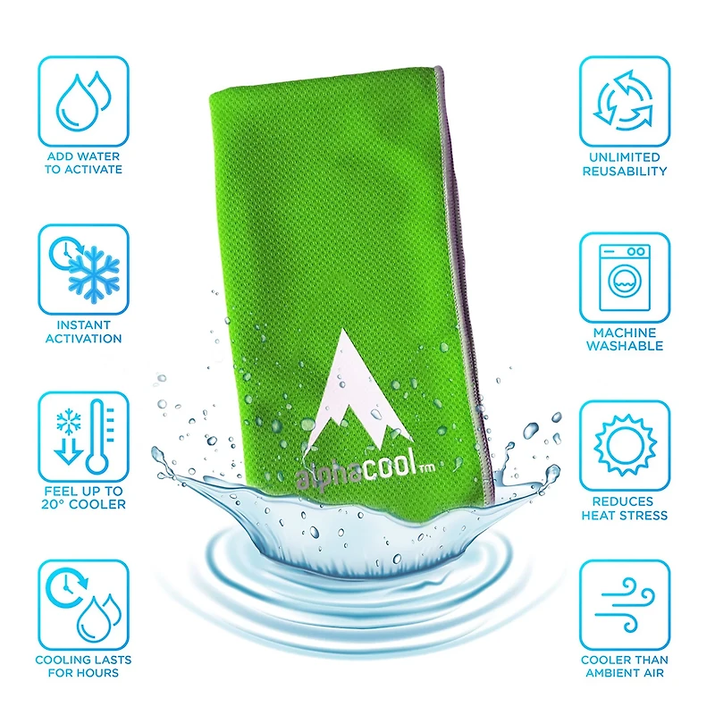 AlphaCool Mesh Instant Cooling Towels 2-Pack
