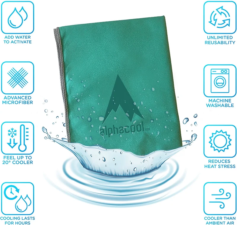 AlphaCool Microfiber Instant Cooling Towels 2-Pack