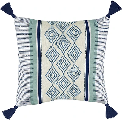 Mosaic 18 in Patio Pillow with Corner Tassels