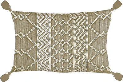 Mosaic Lumbar Patio Pillow with Corner Tassels