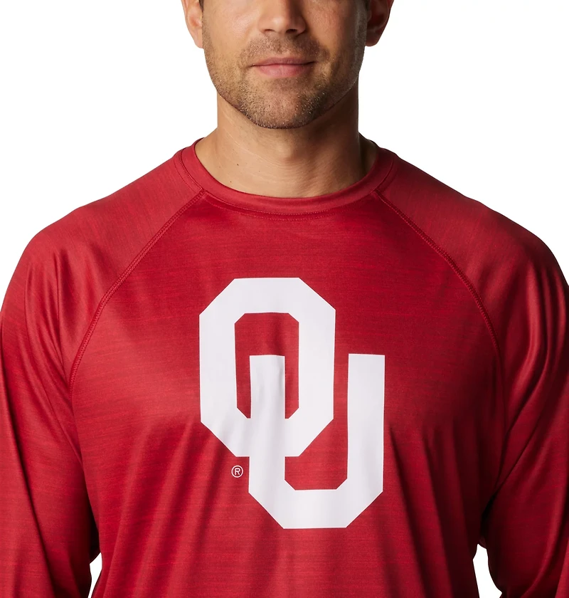 Columbia Sportswear Men's University of Oklahoma PFG Terminal Tackle Heather Long Sleeve Shirt