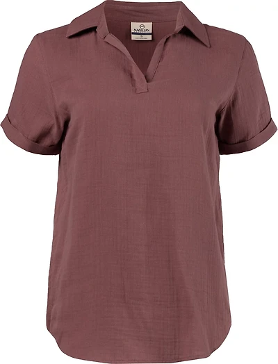 Magellan Outdoors Women's Happy Camper Short Sleeve Camp Shirt