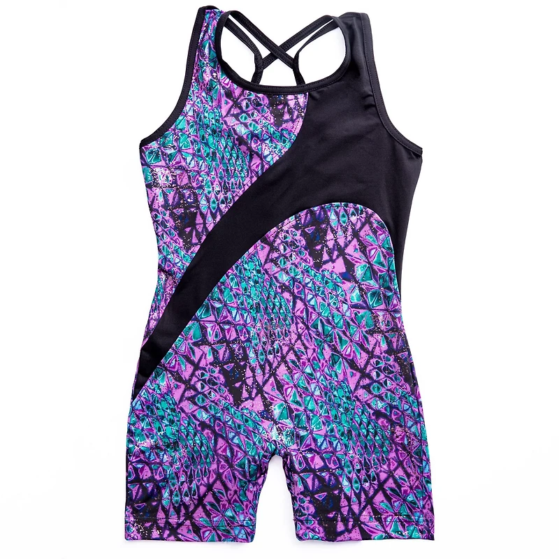 Rainbeau Moves Girls' Studded Serpent Print Biketard