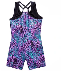 Rainbeau Moves Girls' Studded Serpent Print Biketard