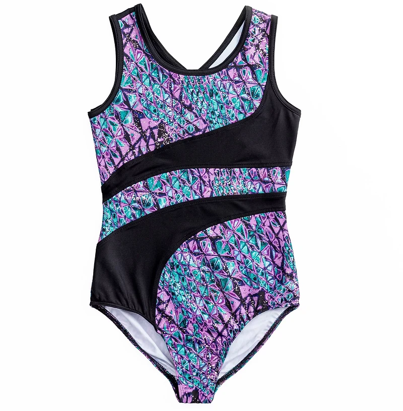 Rainbeau Moves Girls' Studded Serpent Print Inset Tank Leotard