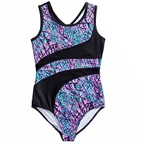 Rainbeau Moves Girls' Studded Serpent Print Inset Tank Leotard