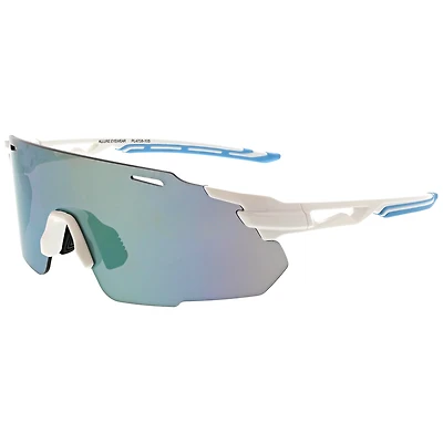 Maverick Men's Performance Large Semi-Rimmed Sport Polarized Oleophobic Shield Sunglasses
