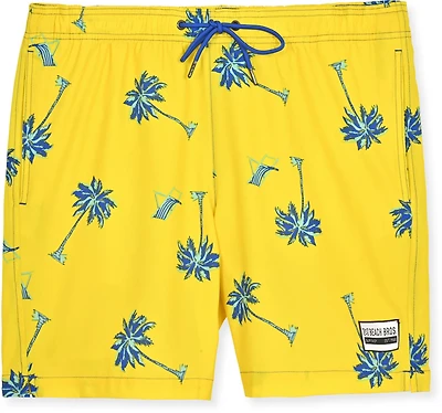 Beach Bros Men's Stamped Palm Tree Swim Trunk
